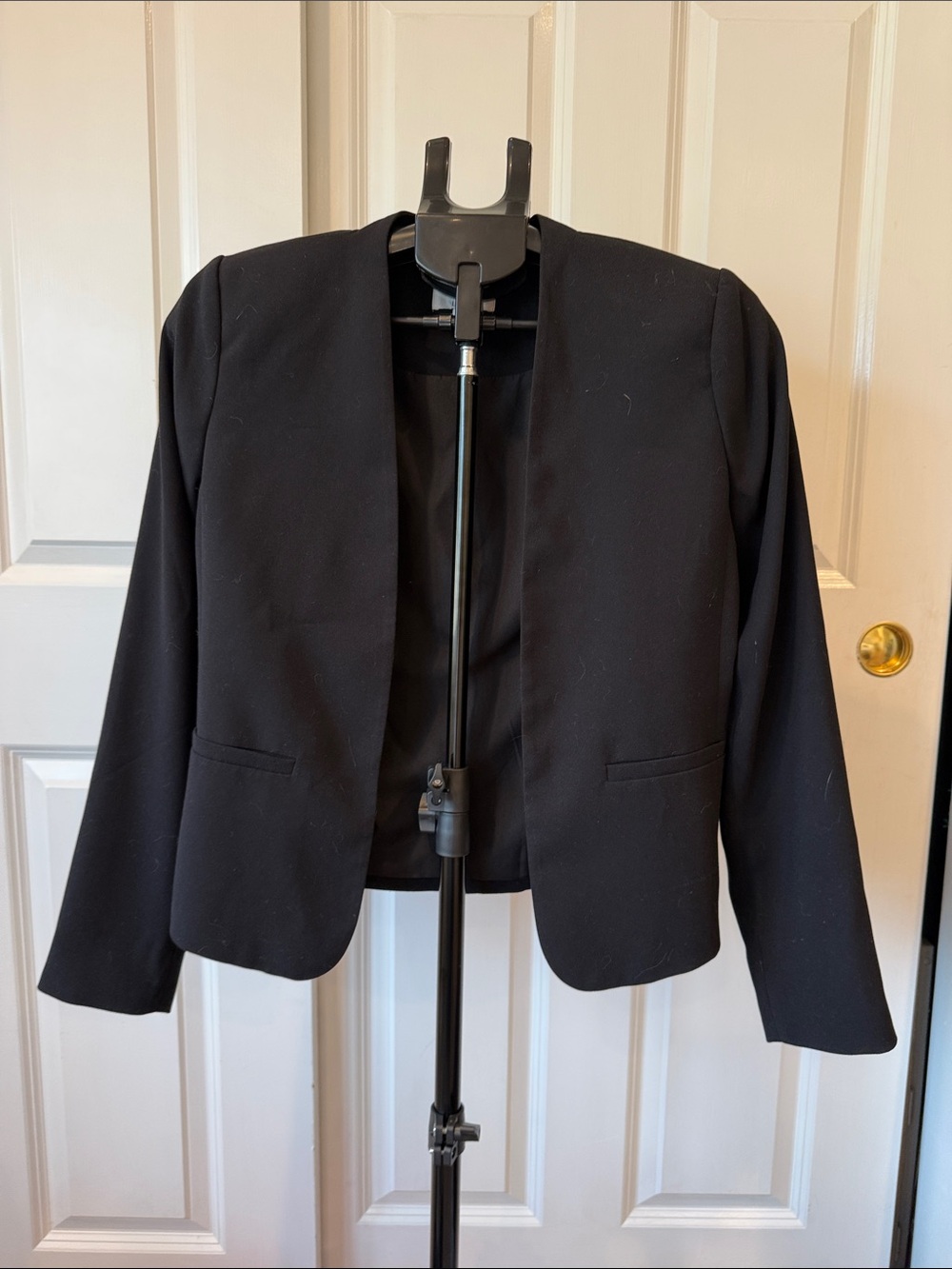 LOFT Black Open-Front Cropped Blazer